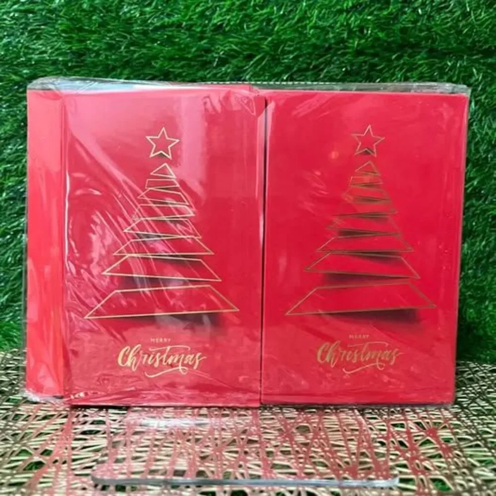 Easykart Christmas Greeting Cards with Gold Foiling Xmas Tree | 60 cards - Red